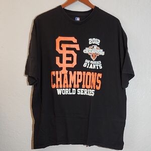 2012 San Francisco Giants World Series Champions T-Shirt Black Short Sleeve SF